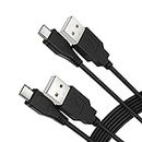 HAUZIK Charger Cable Micro USB Cord Compatible with PS4 Controller, Playstation 4, PS4 Pro, PS4 Slim, DUALSHOCK 4 Wireless Handle (Black, 6 feet, 2 pcs)