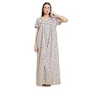 Sweet Dreams Women's Cotton Maxi Casual Nightgown (OCW-3029_Grey_XL)