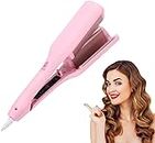 Rommantic French Egg Roll Curling Iron, Egg-Roll Hairstyle Water Ripple V-Shaped, Hair Curler Crimper Styling Tools & Appliances with Multifunctions (Pink)