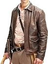 Herren Western Cowboy Braun Echtleder Jacke Indiana Jones Jacke Harrison Ford Raiders of The Lost Ark Indiana Jones Leder Distressed Jacke, Braun – echtes Leder, XL