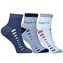 Pambiq Men's Cotton Socks (Navy, Free Size) - Pack of 3
