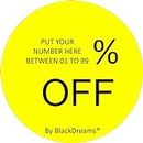 BlackDreams® 2" or 50mm Percentage Off Stickers Pack of 300 Stickers/Labels for Retail Store Clearance Promotion Discount Deals