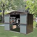 Morhome Outdoor Storage Shed, 10 X 8 FT Waterproof Resin Tool Shed with Lockable Double Doors and Punched Vents for Backyard, Patio, Garden, Home, Pool