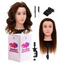 Training Head 100% Human Hair Hairdressing Cosmetology Manikin With Clamp Gift