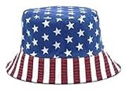 Zacharias Unisex Cotton USA Flag Printed Bucket Hat pbh-09 (Blue; Free Size) (Pack of 1)
