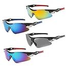 4Pack Polarized Sports Sunglasses Set,UV400 Protection Cycling Glasses for Men Women,Fashion Wraparound Windproof Light Sunglasses Glasses for Cycling Fishing Running Golf Hiking