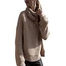 dagui Autumn and Winter Knit Sweater Thick Thread Long Sleeve Turtleneck Pullover Women Khaki M