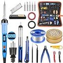 Electronics Soldering Iron Kit, SREMTCH 80W LCD Digital Soldering Gun with Adjustable Temperature Controlled and Fast Heating Ceramic Thermostatic Design, ON-Off Switch 20pcs Solder Kit Welding Tool
