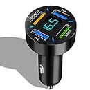 USB Car Charger, 22.5W 4 Ports USB Fast Car Charger, USB Car Charger Fast Charge Car Charger Adapter QC3.0 & 2.4A Compatible with iPhone & Android, Samsung or Other USB Device