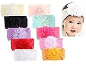 GRACIOUS MART Baby Girls Soft Nylon Headbands 6Inch Big Bows Elastic Nylon Hairbands Hair Accessories for Newborns Infants Toddlers Kids (Multicolor, 12 PCS)