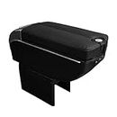 AIR WINK® Arm Rest Storage Box and Cup Holder with 7 USB Port PU Leather Dual Layer Center Console (Black)