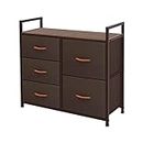 AZL1 Life Concept Wide Tower Storage Dresser Furniture Unit-Large Standing Organizer Chest for Bedroom, Office, Living Room, and Closet-5 Drawer Removable Fabric Bins, 32.6 inches, Coffee 3-5
