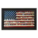 Flags of Valor Framed American Flag Challenge Coin Display, Holds 100 Military Coins, Military Coin Holder Wall Decor Made in USA by Veterans, Ready to Hang US Flag Patriotic Art (Large, 25"H x 41"W)