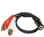 Improvhome 3.5Mm Female Stereo Jack To 2 Rca Male Plugs Cable For Personal Computer (1.5 Meter - 4.9 Feet, Black)