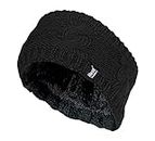 Heat Holders - Womens Knit Fleece Insulated Winter Thermal Ear Warmer Headband (One Size, Black)