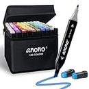 anono Alcohol Markers 100 Colors Dual Tip Marker Set Permanent Artist Markers with Carry Bag for Kids Adults Coloring Drawing