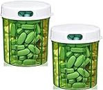 Distributeur d'organiseur de pilules rondes - Paquet de 2 - Boîtes de pilules avec 4 compartiments pour médicaments, vitamines et suppléments Boîte de rappel de pilules quotidiennes pour biberons