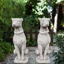 Par grande de estatuas de perro de lurcher/galgoto jardín adornos de piedra de hormigón decoración