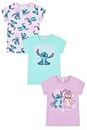Disney Lilo & Stitch Girls T-Shirts 3 Pack Kids Multipack (8-9 Years) Purple