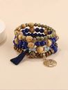 4Pcs Boho Multilayer Natural Stone Crystal Beaded Bracelets Fashion Women Set