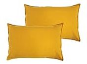 Airwill 100% Cotton Plain Pattern Flap Pillow Covers (46x69cm)(Yellow, Pack of 2 Pieces)