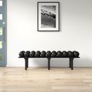 Wade Logan® Boutis Faux Leather Upholstered Bench Wood in Black | 19 H x 60.5 W x 19.5 D in | Wayfair 3F8164C5843D4F169576AABE331A3BA9