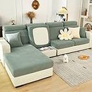 2023 New Wear-Resistant Universal Sofa Cover, Stretch Couch Cushion Slipcovers Replacement, Anti-Slip L Shape Sofa Covers, Chaise Lounge Sofa Slipcover (Weave Green,M Back Cover)