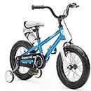 COSTIC Kids Bike for 3-8 Year Old Boys Girls Kid's Bicycle 12 14 16 Inch Toddler Bike with Removable Training Wheels and Water Bottle ，Kickstand for 16 Inch Bikes，Multiple Colors，Blue White Pink