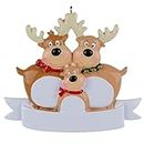 Reindeer Family of 3 Personalized 2016 Christmas Ornament