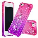 iPod Touch 5 6 7 Case,iPod Touch Case 5th 6th 7th Generation,Gradient Quicksand Glitter Flowing Liquid Floating Flexible TPU Cute Case for iPod Touch 5 6 7 Bling Glitter Case (Pink Purple)