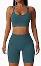 Seamless Workout Sets for Women Strappy Crisscross Sports Bras with Shorts Leggings 2 Piece Yoga Outfits Gym Tracksuit