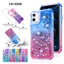 For iPhone 15 14 13 Pro Max 12 11 XS XR Shockproof Bling Liquid Glitter Case