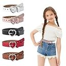 Meckerni 5 Pieces Girls Belt Cute Heart Shape With Metal Buckle Elastic Stretch Adjustable Waist Belt for Girls Jeans Dress