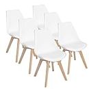 IZTOSS Lot de 6 chaises Style scandinave Catherina (Blanc)- Pieds Bois