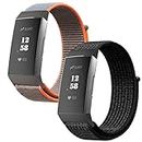 Th-some Cinturino per Fitbit charge 3/Fitbit charge 4, 2pcs Nylon Cinturino di Ricambio per Fitbit charge 3/4, Cinturino in Nylon Regolabile Sportivo per Fitbit charge 3/4