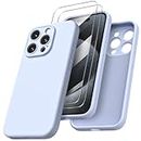 ORNARTO Compatible with iPhone 15 Pro Max Case Shockproof with 2pcs Screen Protectors, Waterproof Liquid Silicone Rubber Full Cover Protective Case for iPhone 15 Pro Max 6.7 inch-Baby Blue