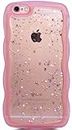 Qokey for iPhone 6S Case,iPhone 6 Case 4.7",Curly Wavy Design Transparent Bling Glitter Star Shiny Case Cute Clear Transparent Full Protection Soft TPU Shockproof Phone Cover for Women Girls,Pink