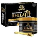 Shilajit Organic Resin - 40g Jar with Shilajit Spoon - Shilajit Resin Pure Organic Himalayan Supplement - Gold Grade - Over 60% Fulvic Acid, Humic Acid & 85 Trace Minerals