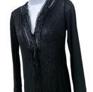 Vestido transparente Vinage años 90 cubierto negro encaje acento ranuras laterales altas talla XS