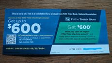 Fifth Third 5/3 Bank $600 Checking Bonus Offer Coupon Exp 6/30/2024