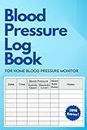 Blood Pressure Log Book for Home Blood Pressure Monitor: Simple Daily Blood Pressure Diary and Heart Rate Monitor for Use at Home