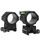 WestHunter Optics Precision Picatinny Scope Rings, 34 mm Tube Adjustable Height Scope Mount with Bubble Level, 30 mm & 25.4 Adapter | Black