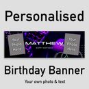 Banner gioco festa di compleanno personalizzato neon digitale PC qualsiasi testo e foto