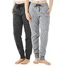 TEXFIT 2-Pack Joggers for Women with Side Pockets, Rib Cuff Bottoms, Soft Fleece Sweatpants for Women (2pcs Set) (Light Grey/Dark Grey, X-Large)