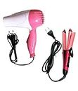 OCTOPUS PRIME Professional 2-In-1 Hair Straightener & Curler NH-2009 and 1000W Foldable Hairdryer Multicolor (Combo of 2)