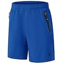 JHMORP Men's 7'' Inseam Athletic Running Gym Shorts Lightweight Outdoor Fitness Exercise Sports Track Sweat Shorts (Sapphire Blue,CA XS)