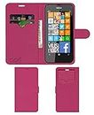 ACM Leather Window Flip Wallet Front & Back Case Compatible with Nokia Lumia 630 Mobile Cover Pink