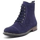 LOUIS STITCH Men's Italian Suede Leather High Ankle Long Boots Handmade Brogue Style Shoes for Biking Hiking Horseriding (Persian Blue) (SULBTBG) (Size-7 UK)