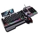 FEDARFOX Keyboard and Mouse Combo, Compact Full Size Gaming Rainbow Keyboard and Mouse Set Backlit Illuminated Mice Mechanical Keyboard for Windows, Computer, Desktop, PC, Notebook (Black)