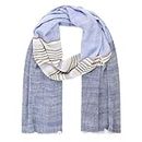 Lindenmann scarf men blue-beige/men scarf thin 55% cotton/ 45% viscose, men scarf blue-black